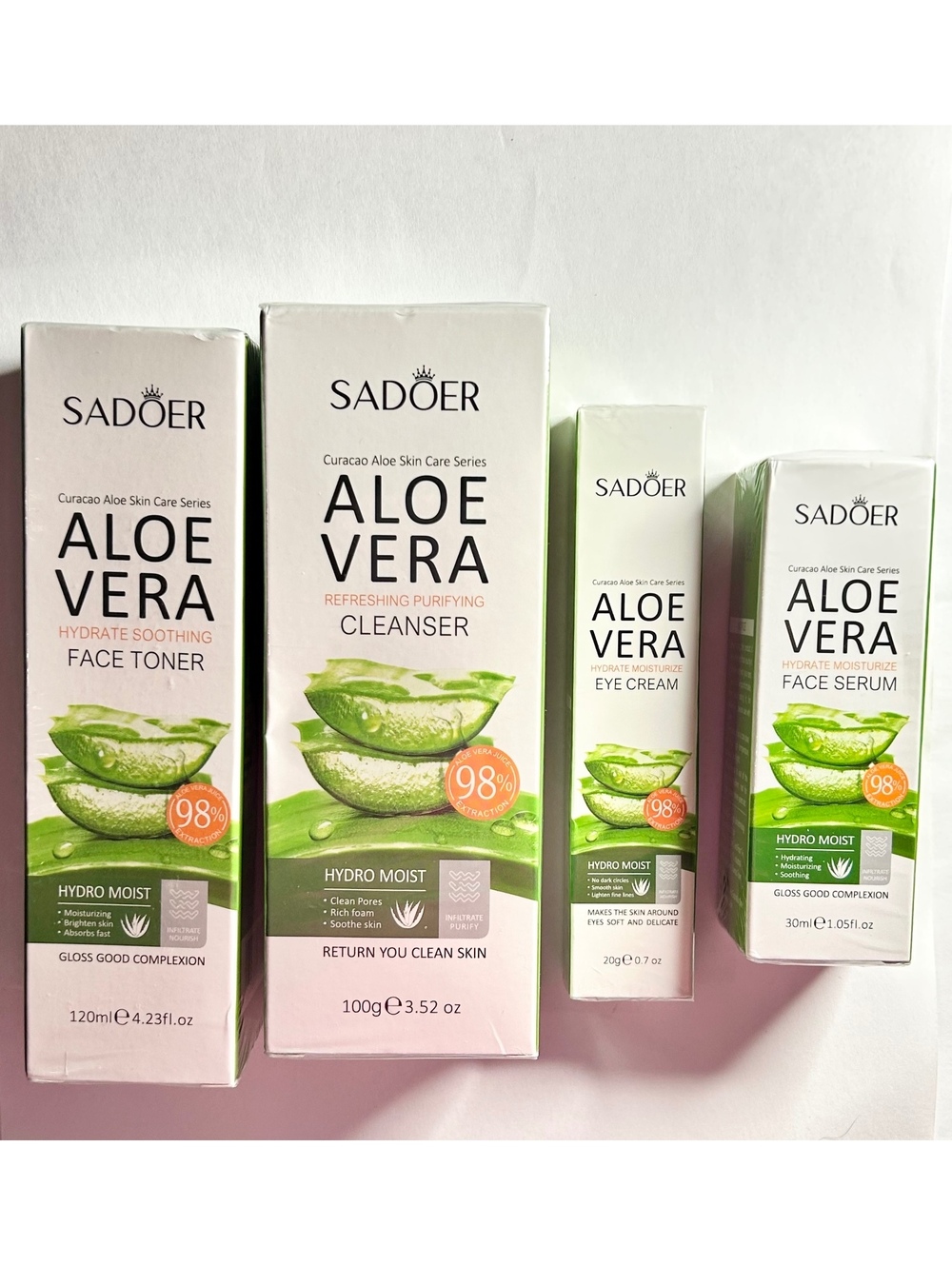 SADOER Curacao Aloe Vera Hydrating & Soothing 4-Pc Facial Care Bundle - NIB - Picture 1 of 3